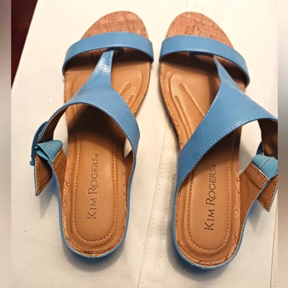 Kim Rogers Shoes - Kim Rogers  Very Light Wear. Blue Slide Sandels. 1 inch Wedge Heel Size 8